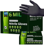 Black Nitrile Gloves HEAVY DUTY 6 Mil Nitrile Chemical Resistant Medical Cooking Cleaning Disposable Black Gloves