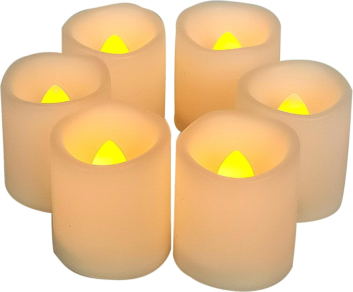 Battery Operated Flameless LED Votive Candles Warm White Light 6 Pack