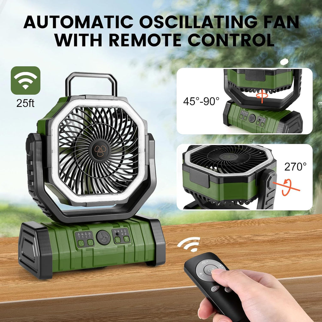 30000Mah Camping Fan with LED Lantern, Rechargeable Battery Fan