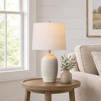 24.5" Ceramic Rustic Lamp for Living Room with Pre-Attached Shade