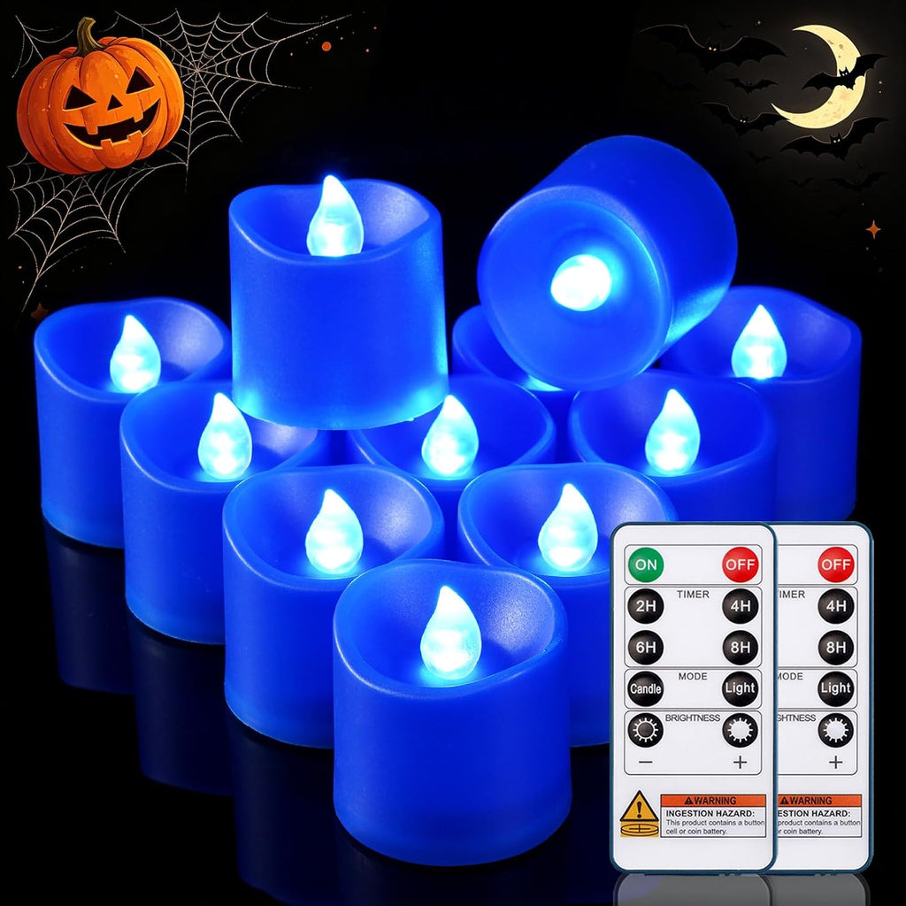Black Flameless LED Votive Tealight Candles & Timer Remote, 12Pack