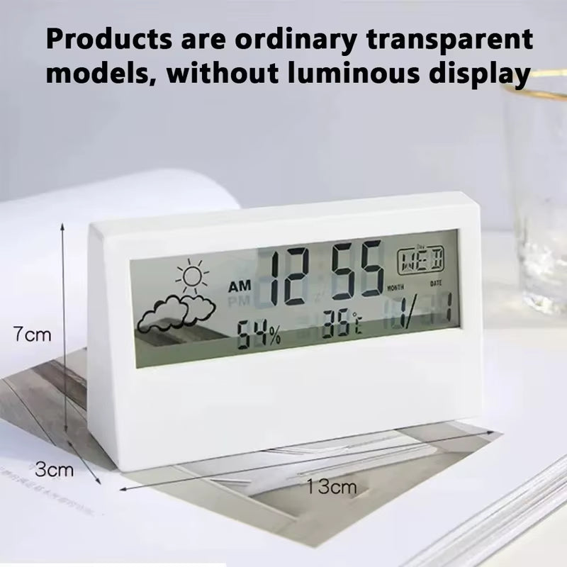 LED Thermometer Thermo-Hygrometer Multifunction Electronic Clock Temperature Humidity Meter Weather Station for Home with Alarm
