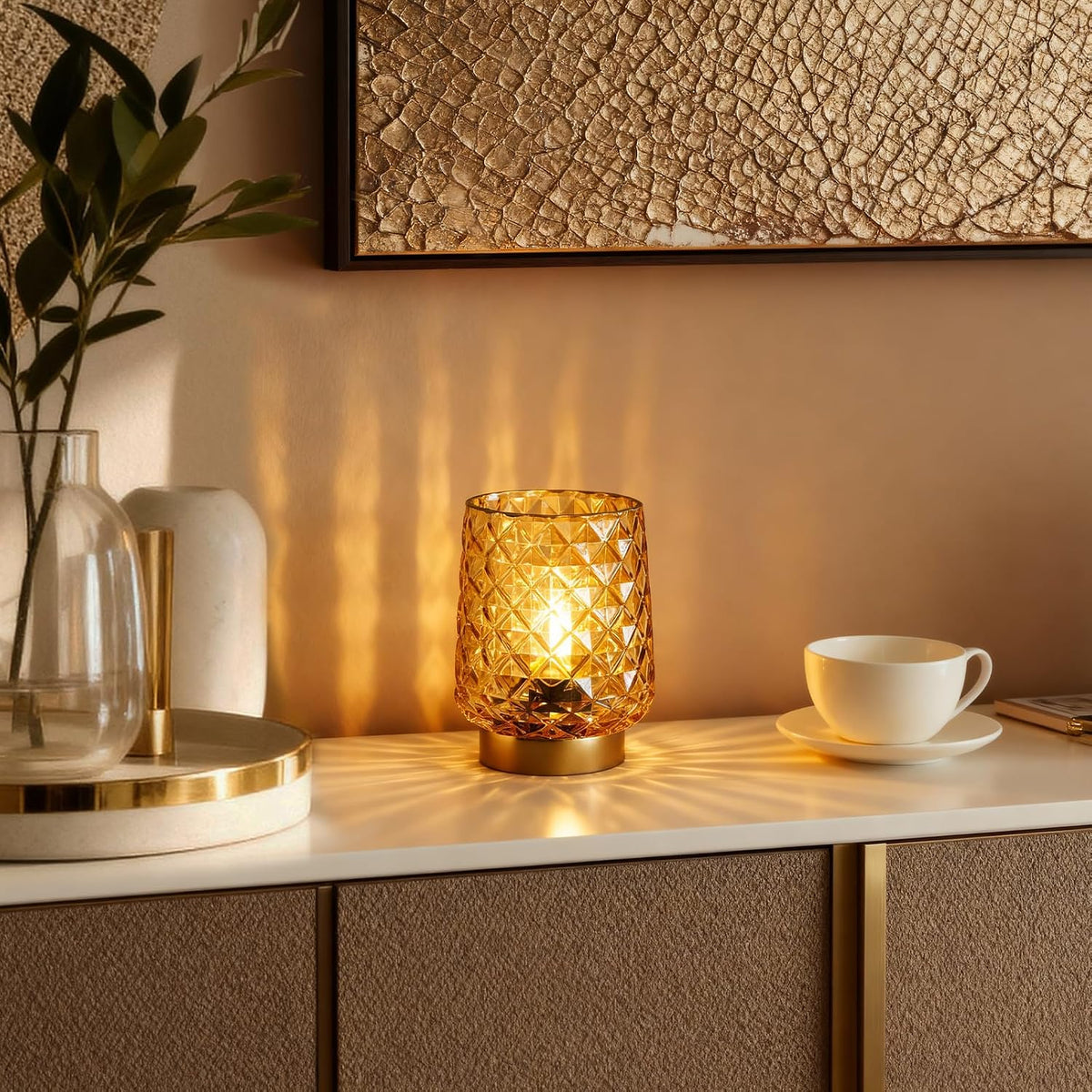 Battery Operated Lamp Small Cordless Lamp with Timer Amber