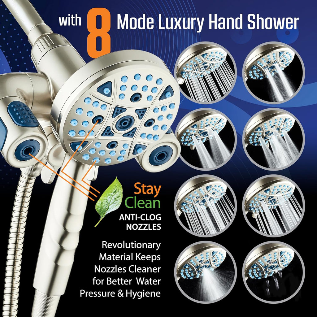 Polaris 208-Mode High Pressure Shower Head Combo with Hydro Arms