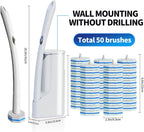Disposable Toilet Brush Cleaning System, Two Sets of Wands and 60P Refills Pads Replacement Heads, Wall Mounted Toliet Stick Starter Kit Bathroom Maintenance, Toilet Bowl Cleaner Holder