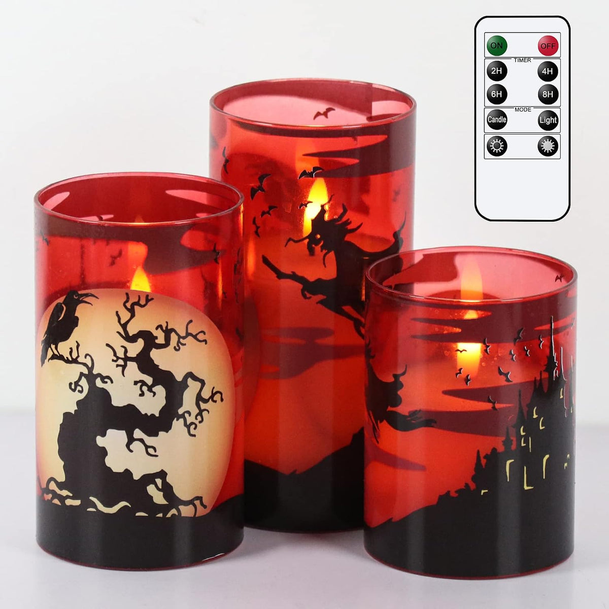 Pumpkin Halloween Flameless Candles Battery Operated with Timer