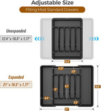 Extra Large Expandable Silverware Organizer, Flatware Tray, Black
