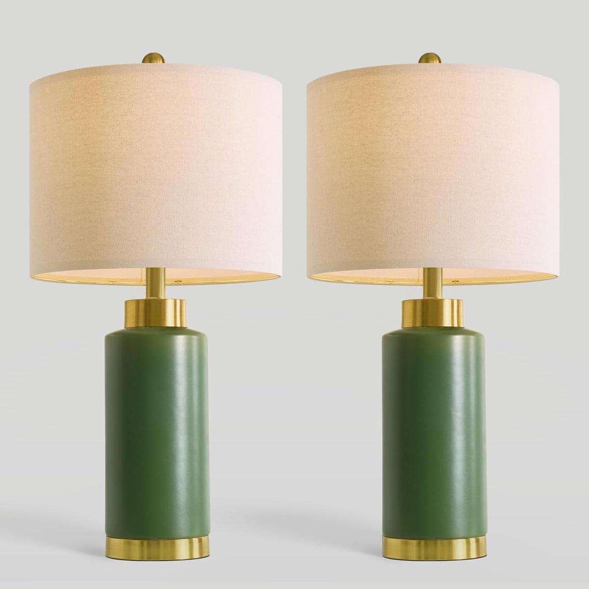25'' Ceramic Table Lamps Set of 2 for Bedroom Living Room Green