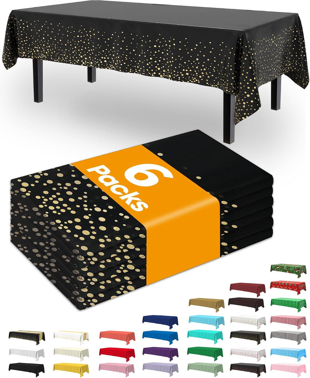 Thanksgiving Tablecloths 6 Pack, 54 X 108 Inch, Pumpkin Harvest
