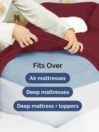 CGK Extra Deep Twin Sheet Set - 4Pc Cooling Sheets - Burgundy