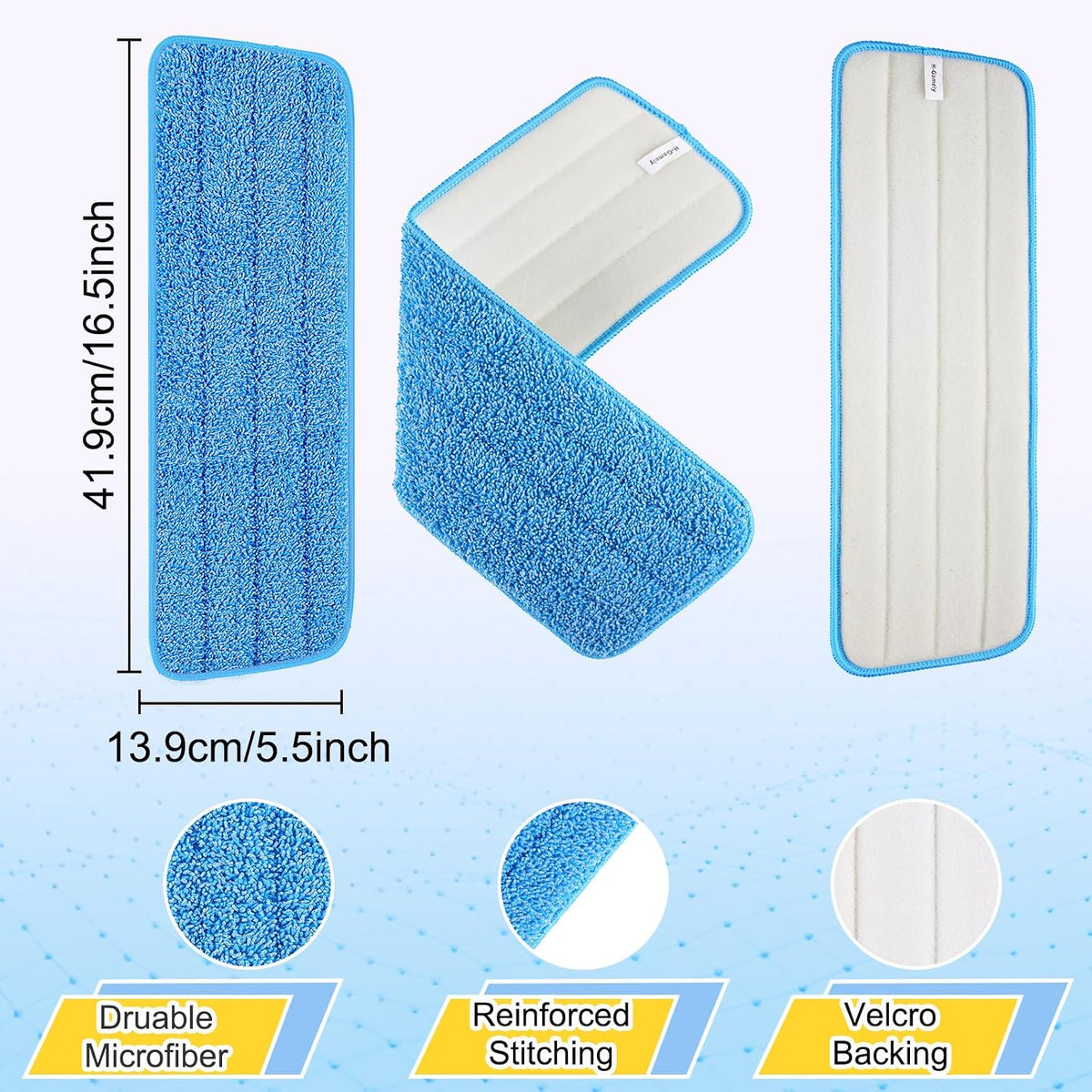 8 Pack 16.5 Inch Reusable Mop Pads Microfiber Spray Mop Replacement Heads for Wet/Dry Mops Compatible with Bona Floor Care System