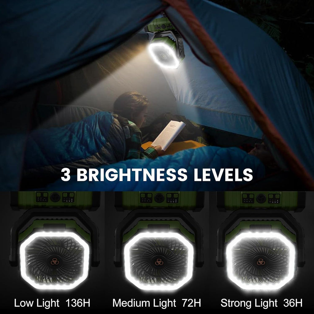 30000Mah Camping Fan with LED Lantern, Rechargeable Battery Fan
