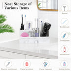 Bathroom Counter Organizer, 5 Slots, Gravel White