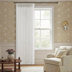 Pinch Pleated Linen Curtains 90 Inches Long Semi Sheer 2 Panels Natural