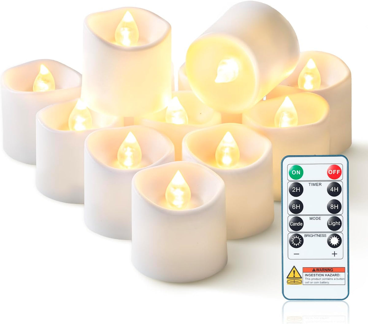 Black Flameless LED Votive Tealight Candles & Timer Remote, 12Pack