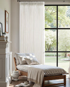 Pinch Pleated Linen Curtains 90 Inches Long Semi Sheer 2 Panels Natural