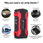 Power Up Your Adventures: 28000mAh 600A Portable Car Jump Starter with LED Flashlight