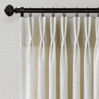 Pinch Pleated Linen Curtains 90 Inches Long Semi Sheer 2 Panels Natural