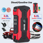 Power Up Your Adventures: 28000mAh 600A Portable Car Jump Starter with LED Flashlight