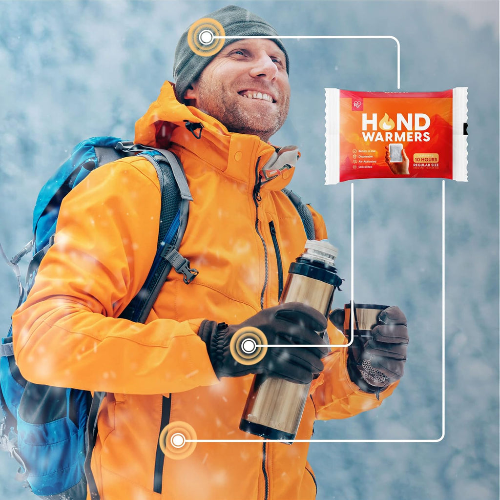 Hand Warmers, Regular/Large/Jumbo, 30/60 Individual Warmers, Regular/Adhesive Body Warmers up to 10/12/18 Hours Disposable Handwarmer Bulk for Hot Hands Feet Chest Back, Tsa-Approved, Camping