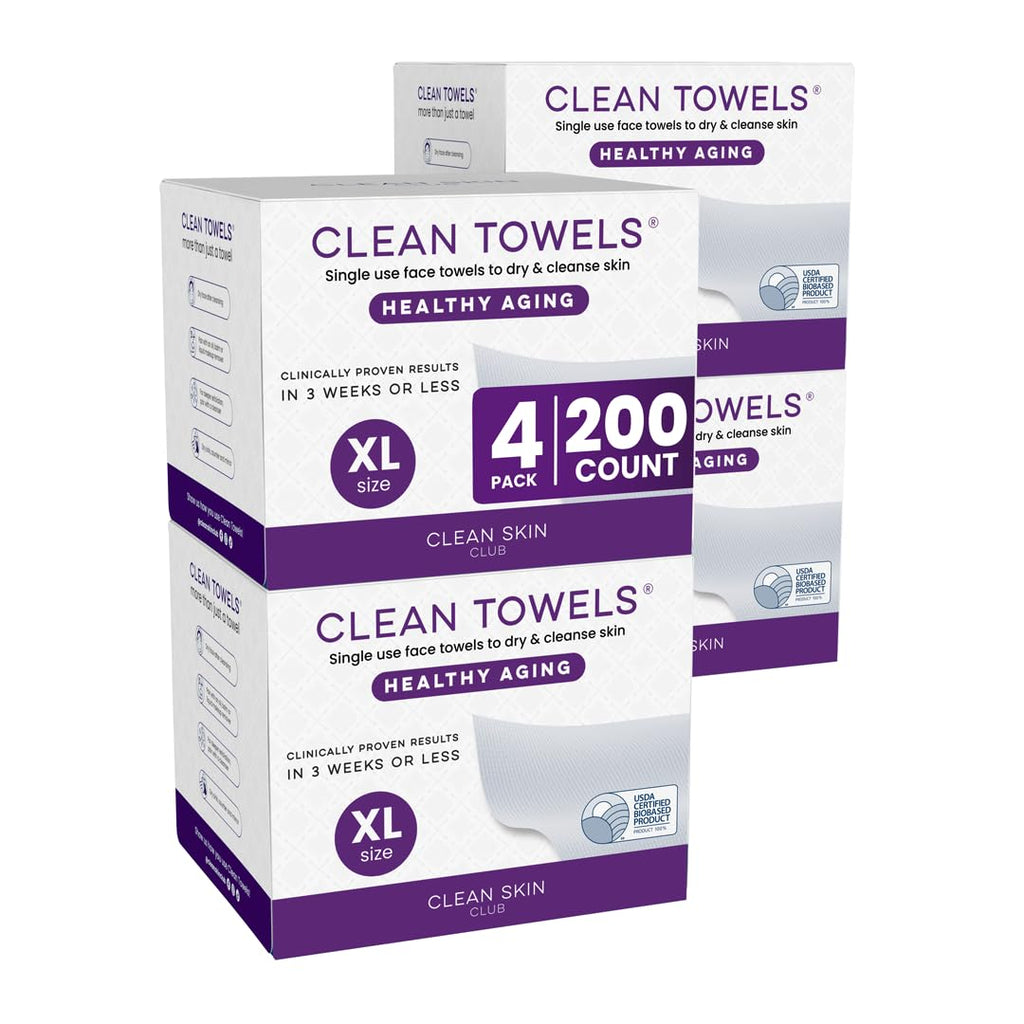 Sensitive Skin Clean Towels® XL, Ultra-Soft Disposable Face Dry Wipes Infused with Aloe & Glycerin, XL - 1 Pack (50 Count)