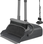 Upgrade Broom and Dustpan Set, Self-Cleaning with Dustpan Teeth, Indoor&Outdoor Sweeping, Ideal for Dog Cat Pets Home Use, Stand up Broom and Dustpan (Gray&Orange)