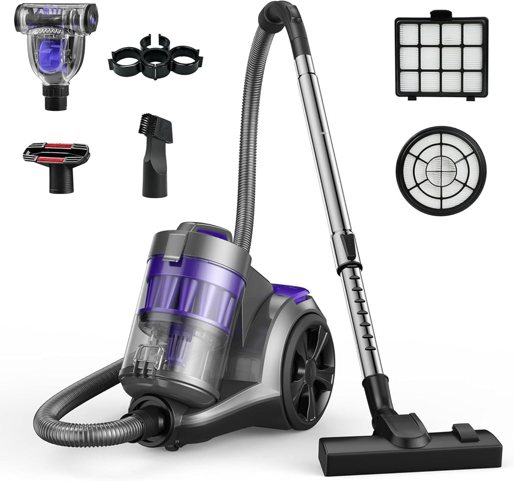 1700W Canister Vacuum, 45Kpa Bagless Vacuum Cleaner for Home