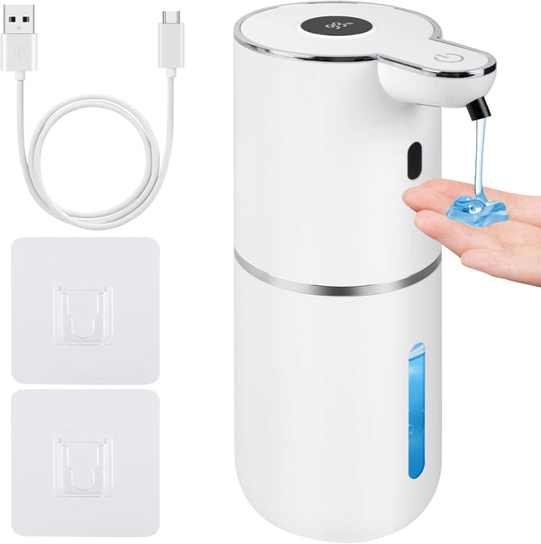 Automatic Soap Dispenser, Hand Soap Dispenser 12.8Oz/380Ml Smart Rechargeable, Liquid Touchless Soap Dispensers with 6-Level, Wall Mounted or Countertop Dish Soap Dispensing for Bathroom & Kitchen