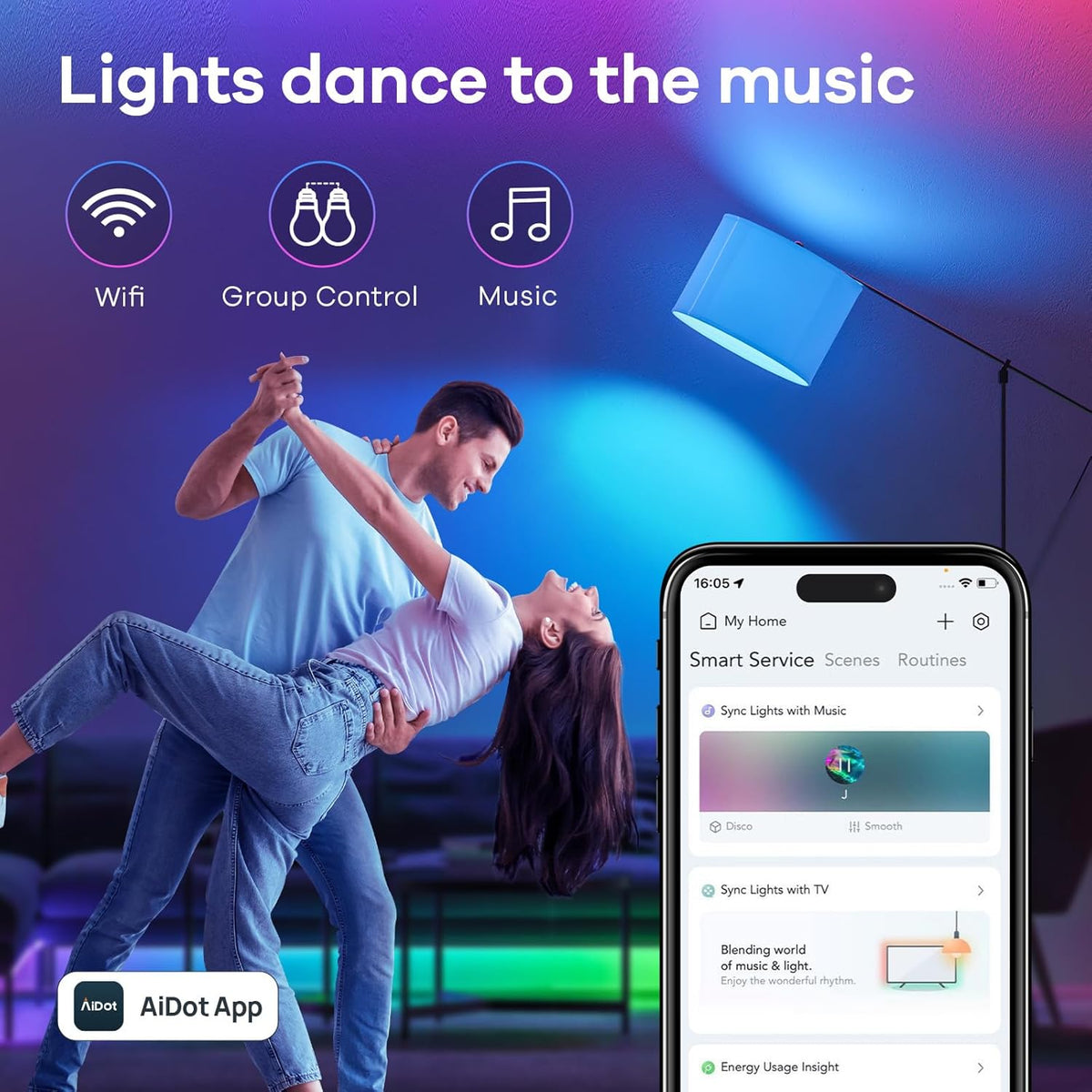 Smart Light Bulbs, Work with Alexa, Google Home, Aidot