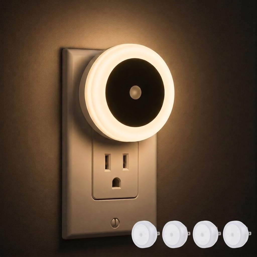 LED Night Lights Plug into Wall [4 Pack] Plug in Night Light Warm