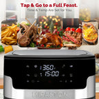 MIRASTON 8.5QT Large Capacity Digital Air Fryer with Visible Cooking Window, Stainless Steel, Nonstick Basket, Dishwasher-Safe, 1500W