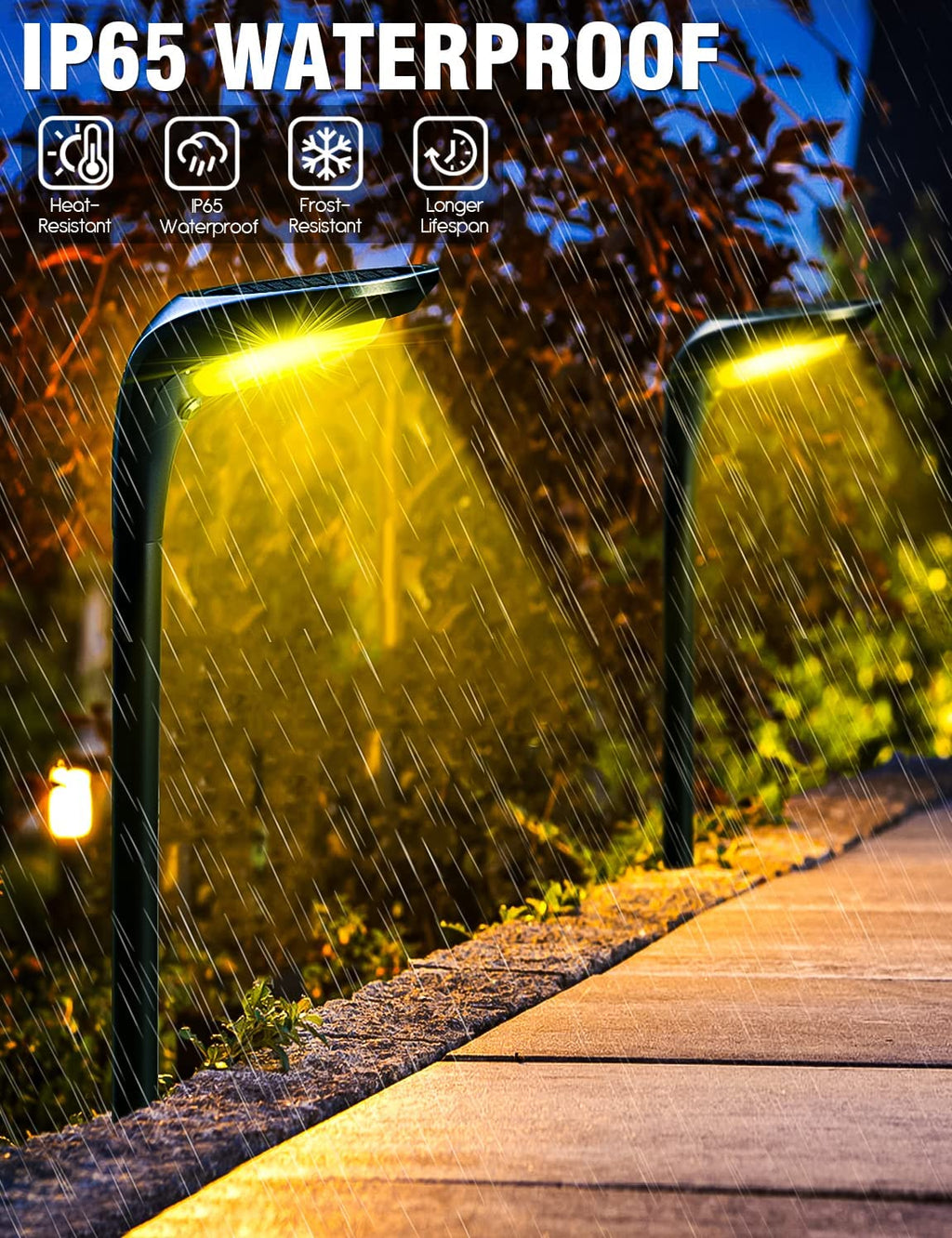 Solar Pathway Lights Outdoor 4 Pack - 150 LM High Bright Solar Lights Outdoor Waterproof IP65, Warm/Cool 2 Color Modes, Landscape Path Light for Walkway Driveway Garden Yard Patio