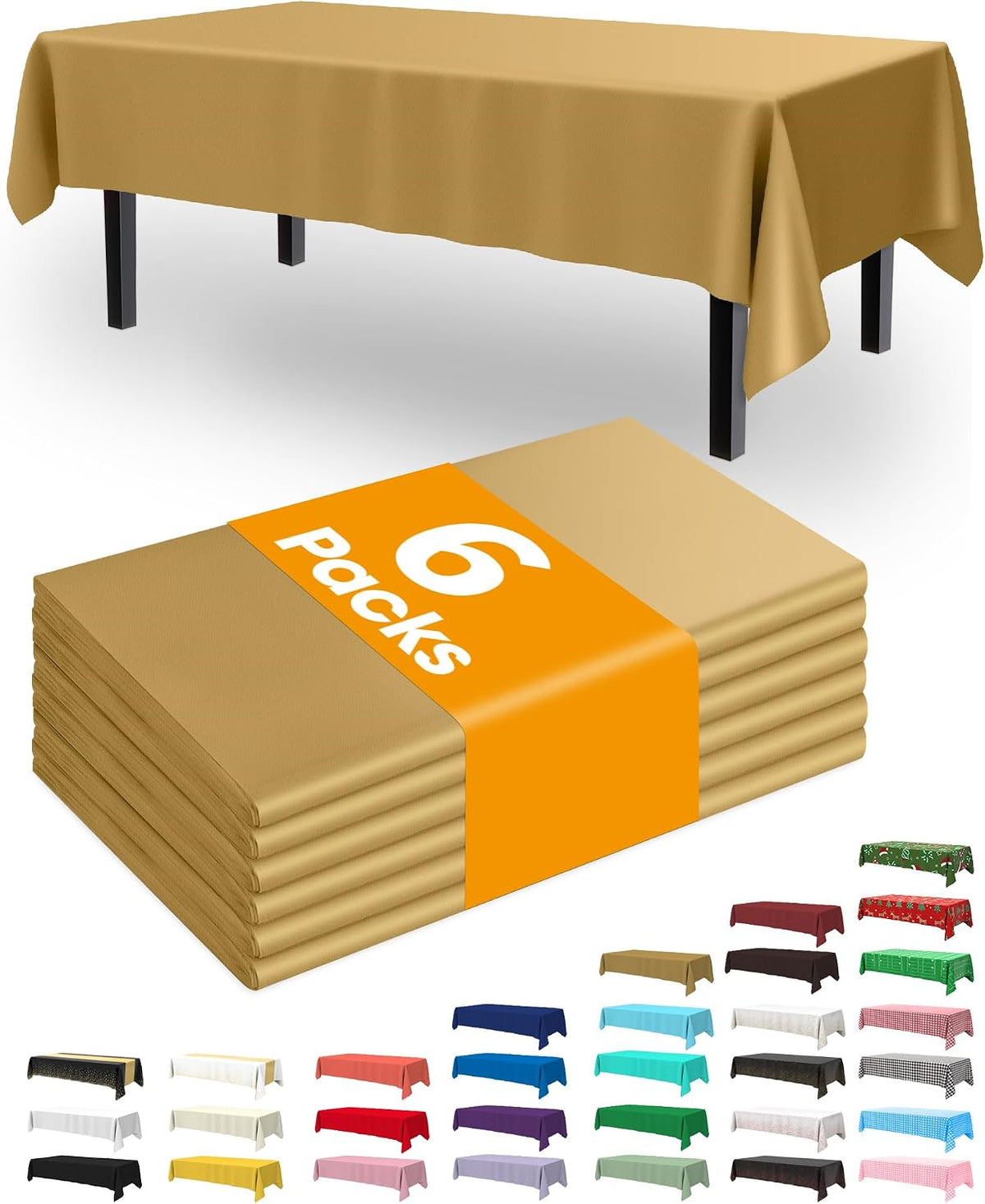 Thanksgiving Tablecloths 6 Pack, 54 X 108 Inch, Pumpkin Harvest