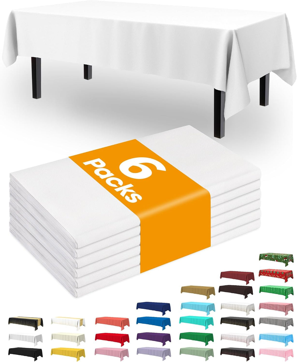 Thanksgiving Tablecloths 6 Pack, 54 X 108 Inch, Pumpkin Harvest
