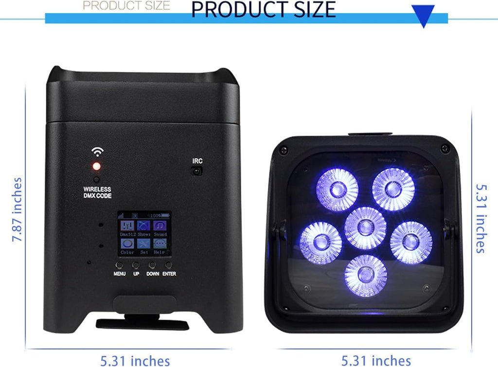 Rechargeable Wireless Stage Light, 6X18W Par Can Lights, 4 Pack