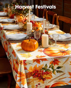 Thanksgiving Tablecloths 6 Pack, 54 X 108 Inch, Pumpkin Harvest