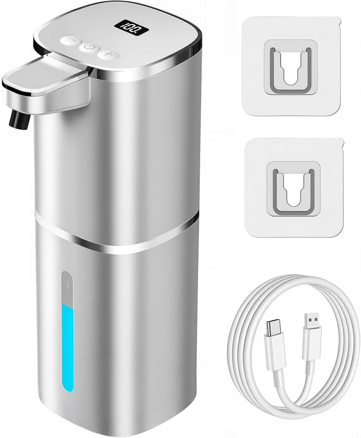 Automatic Liquid Soap Dispenser Touchless, USB Rechargeable Smart Hand Soap Dispenser, 9-Level Adjustable, Physical Button Operation, 13.5Oz/400Ml Wall Mounted for Bathroom Kitchen Dish Soap
