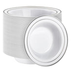 50 Pack Plastic Bowls with Gold Rim