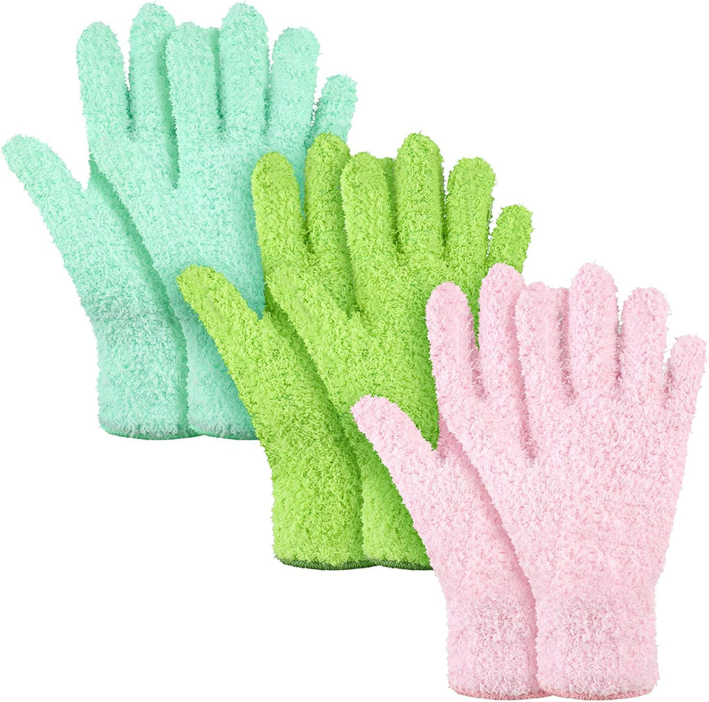 3 Pairs Microfiber Dusting Gloves for Plants Leaf, Medium