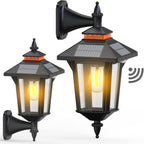 2 Pack Solar Wall Lantern Lights Outdoor with 3 Modes, Motion Sensor