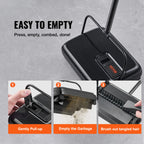 Manual Carpet Sweeper 7.87 in Sweeping Paths 300Ml Dustbin Capacity W/ Comb for Home Rugs Hardwood Surfaces Wood Floors