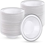 50 Pack Plastic Bowls with Gold Rim