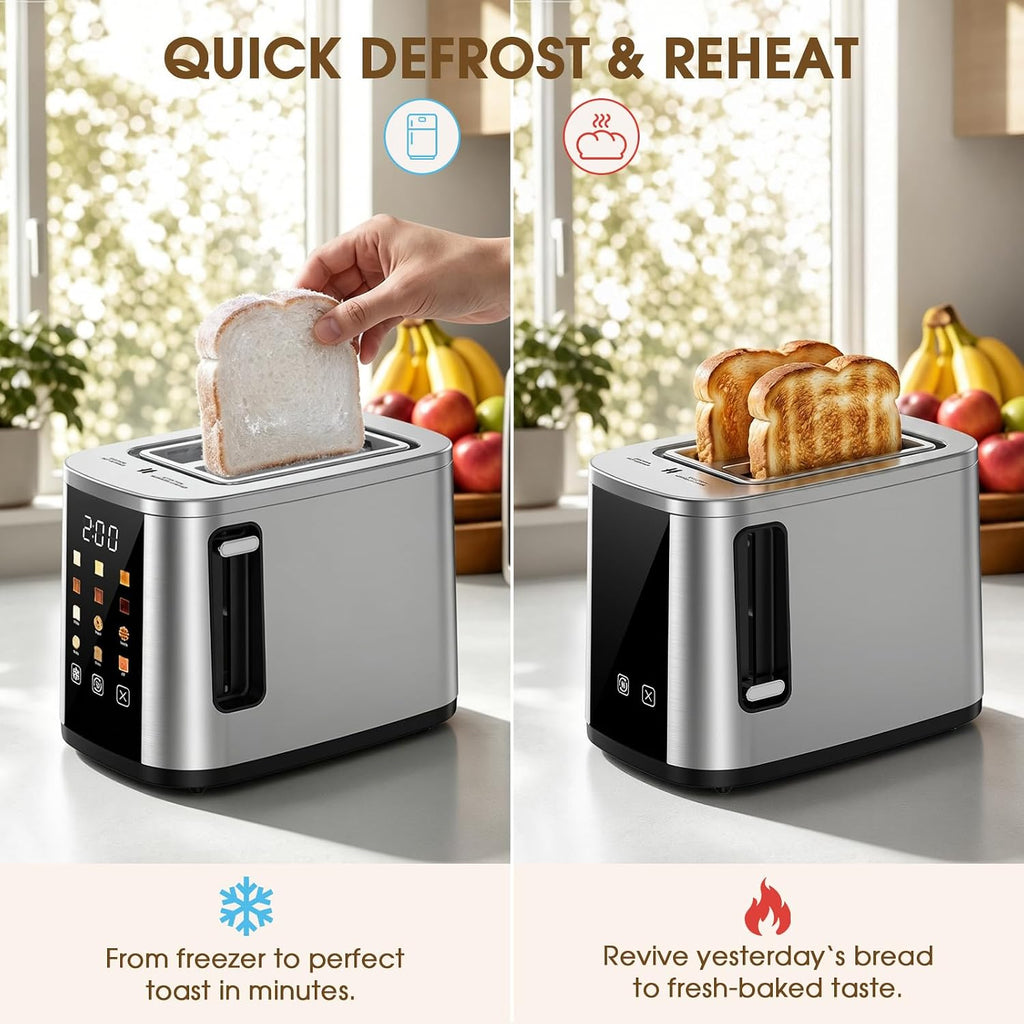 2 Slice Toaster, 1.5" Wide Slots, 7.2" Touchscreen