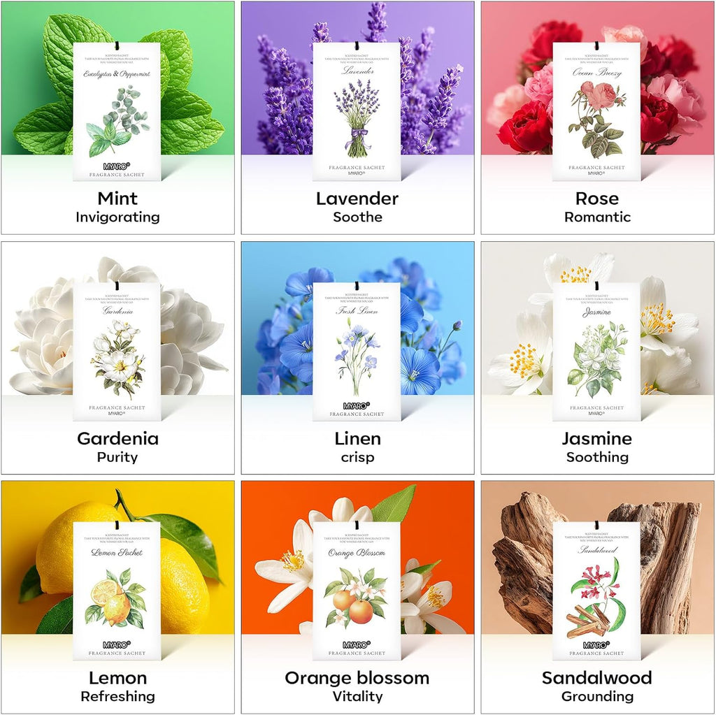 12 Pack Fresh Linen Scented Sachets, Closet Deodorizer Car Freshener