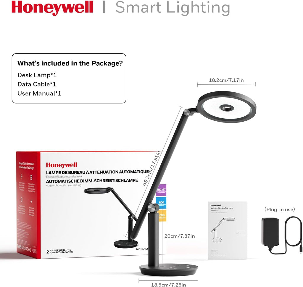 H6 Desk Lamp for Home Office, Dimmable Reading Table Light, Black