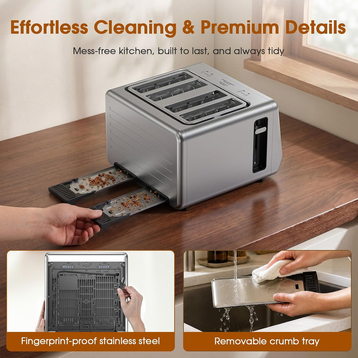 4 Slice Toaster, Wide Slots, Dual Touchscreens, Single Slice & Bagel Modes