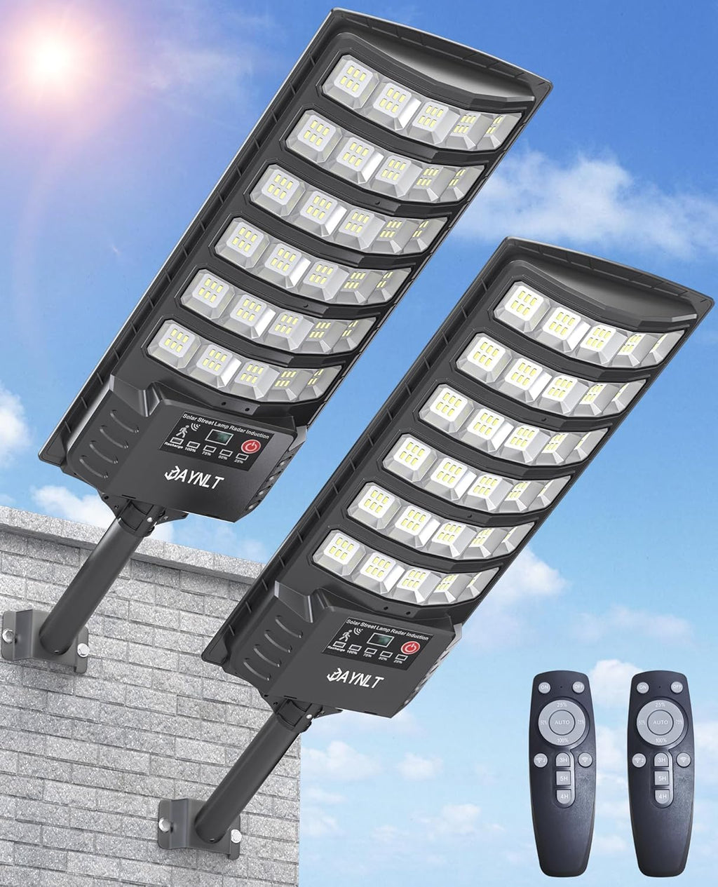 Solar Street Lights, Solar Security Flood Lights, 2 Pack