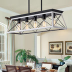 5-Light Pendant Lights Fixture, Farmhouse Chandeliers for Dining Room, Rustic Island Lights for Kitchen, Rectangular Chandelier Rustic Farmhouse Light Fxiture