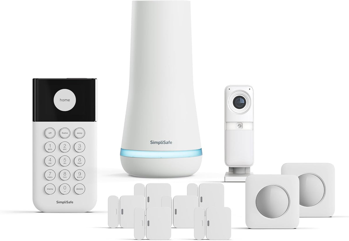 Simplisafe 11 Piece Wireless Home Security System Gen 3 with Wireless Indoor HD Camera - Optional 24/7 Professional Monitoring - No Contract - Compatible with Alexa and Google Assistant,White