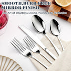 49 Piece Stainless Steel Silverware Set with Steak Knives - 8 Person Silverware Set with Organizer, Include Knives, Forks & Spoons Flatware Set for Apartment & Restaurant